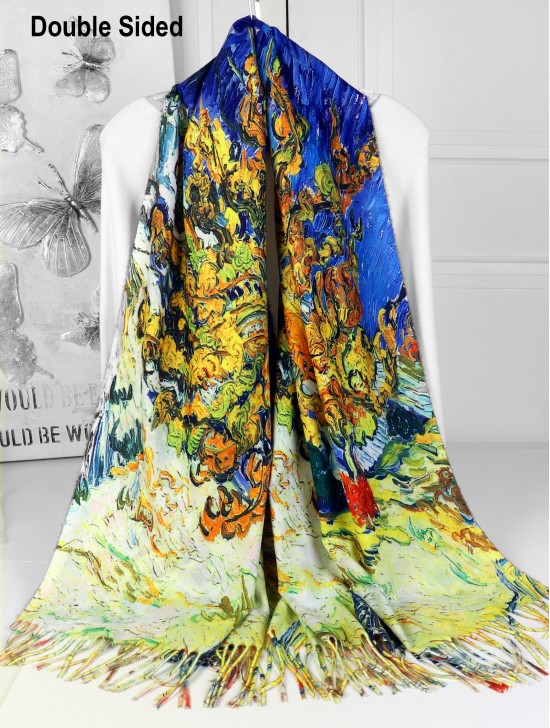 The Field Double-sided Oil Painting Scarf